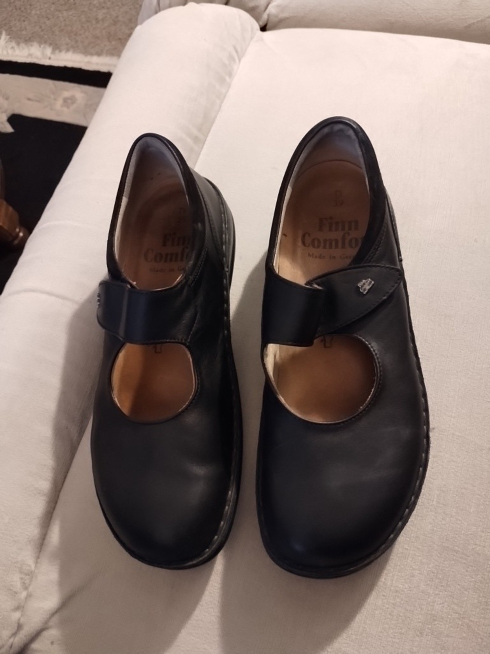Finn Comfort Black Slip-On Leather Comfort Shoe